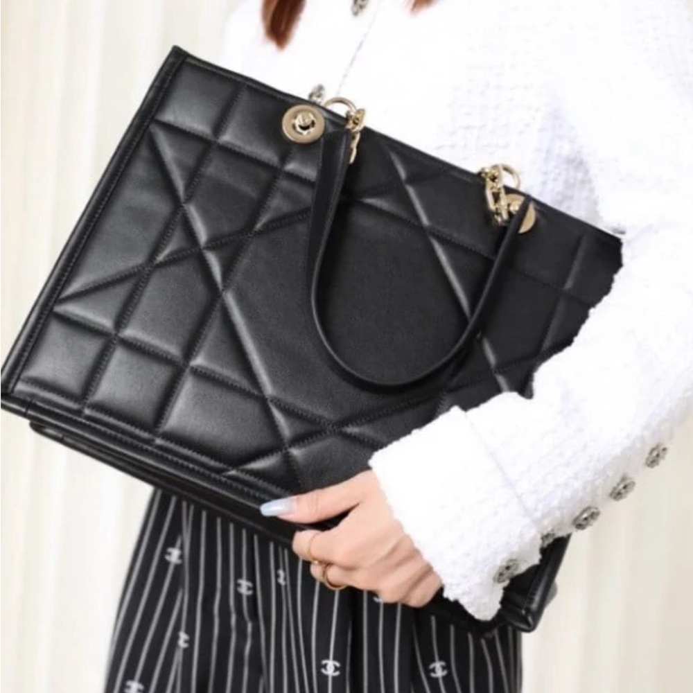 NWOT Christian Dior RARE Essential Calfskin Leather  archicannon Black Tote bag
